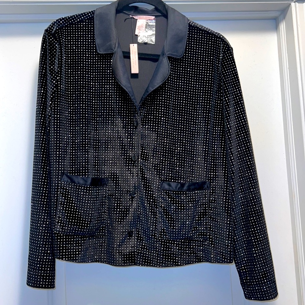 Victoria’s Secret Medium Black with Silver Sparkles Button Up Shirt